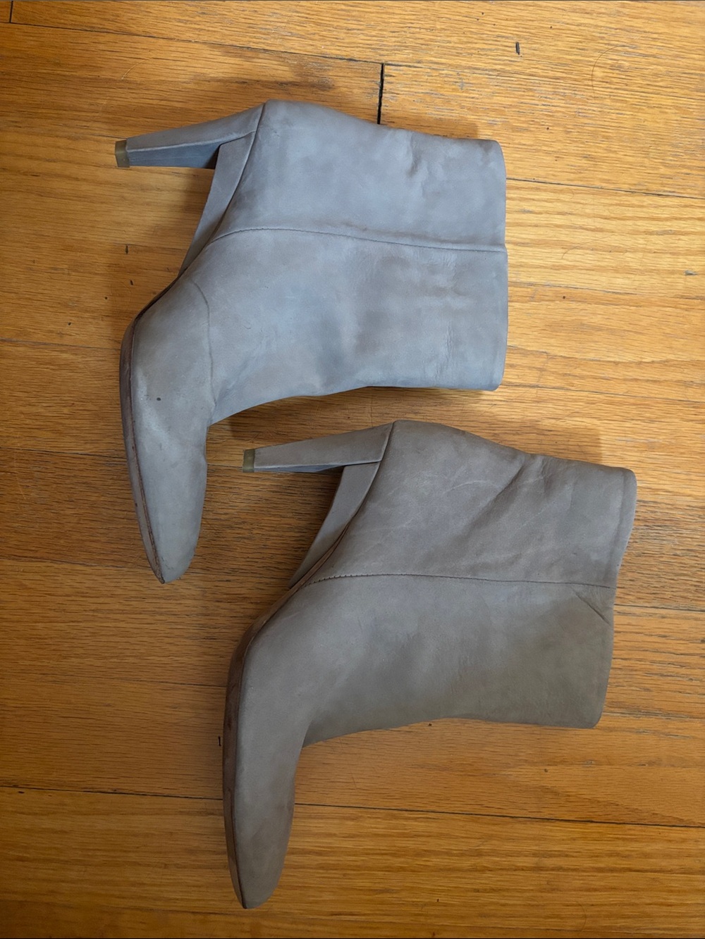 Vic Matie Taupe Suede Pointed-Toe Ankle Booties